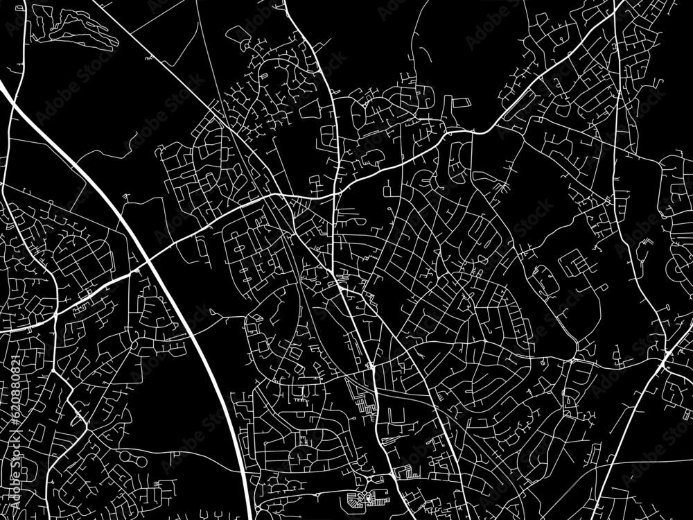 Vector road map of the city of  Bloxwich in the United Kingdom on a black background.
