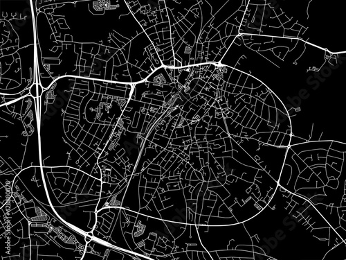 Vector road map of the city of  Walsall in the United Kingdom on a black background. photo