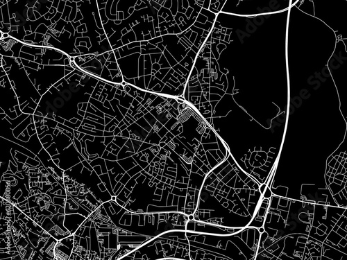 Vector road map of the city of West Bromwich in the United Kingdom on a black background.