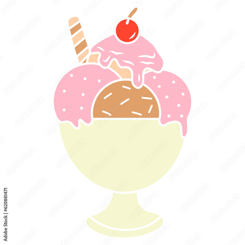 ice cream with cherry