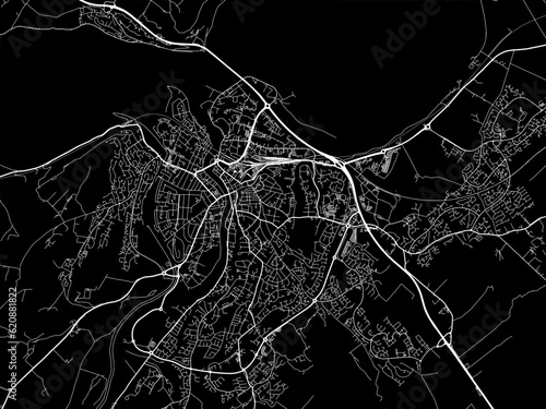 Vector road map of the city of  Inverness in the United Kingdom on a black background.