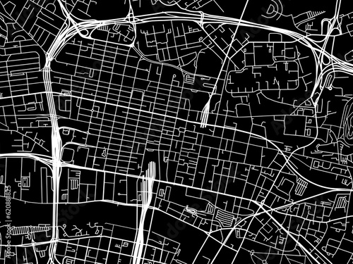 Vector road map of the city of  Glasgow Center in the United Kingdom on a black background.