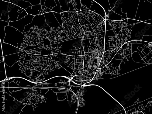 Vector road map of the city of  Widnes in the United Kingdom on a black background. photo