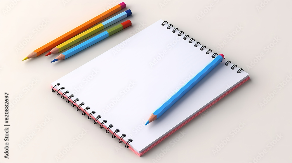 Stationery around opened notepad. Generative Ai Stationery around opened notepad. Generative Ai