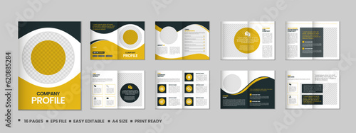 Company profile, multipage brochure template, include cover page, vertical a4 format presentation, landing page, annual report, leaflet, magazine, catalog, minimalist colorful geometric layout design
