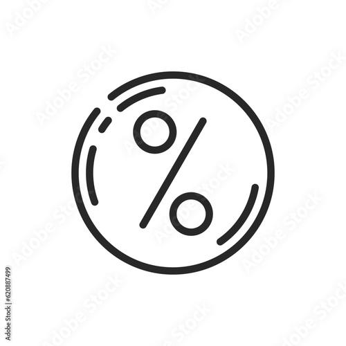 Percent in Circle Icon. Vector Linear Editable Sign of Discounts, Interest Rates, or Profit Margins. Ideal for Business, Finance, and Retail Concepts.