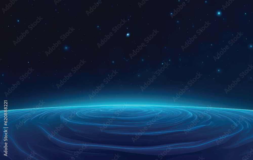 Earth in the space. Stars on the background. Place for text and infographics. Elements of this image furnished by NASA. Astronomy and science concept
