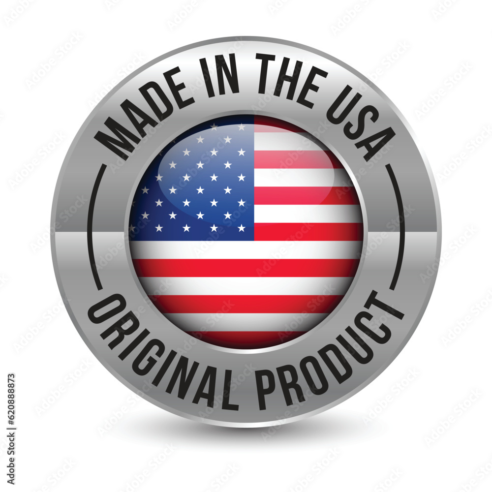 Glossy Made In USA Badge, Made In The United States, Made In The USA emblem, American Flag, Made In USA Seal, Made In USA vector, Icons, Original Product, Vector Illustration In 3D Realistic Mood Glossy Made In USA Badge, Made In The United States, Made In The USA emblem, American Flag, Made In USA Seal, Made In USA vector, Icons, Original Product, Vector Illustration In 3D Realistic Mood