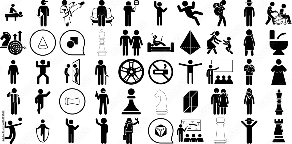 Big Collection Of Figure Icons Collection Black Vector Glyphs Symbol, Icon, Silhouette, Platonic Doodles Isolated On Transparent Background