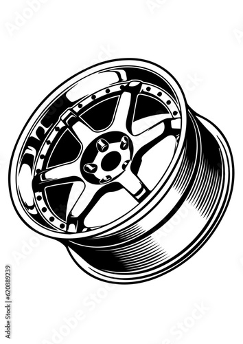 wheel of the car, vector stance wheel, lowered car wheel, Vector wheel for logo or project clothes