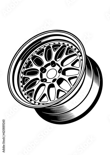 wheel of the car, vector stance wheel, lowered car wheel, Vector wheel for logo or project clothes
