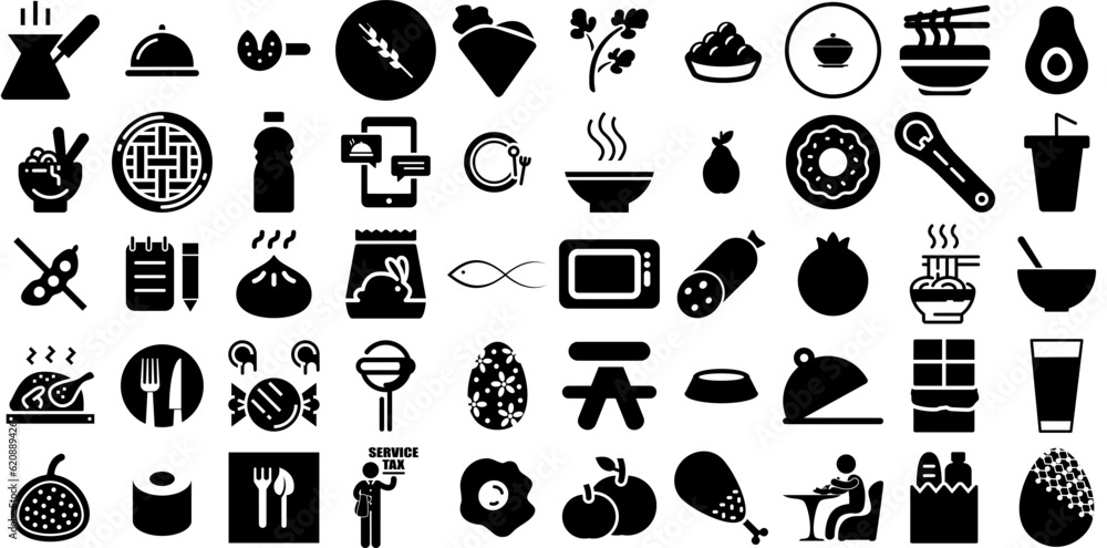 Vetor do Stock: Huge Set Of Food Icons Collection Solid Concept ...