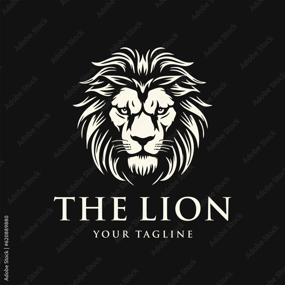 Lion head logo luxury and classic style, abstract, vintage design template vector illustration