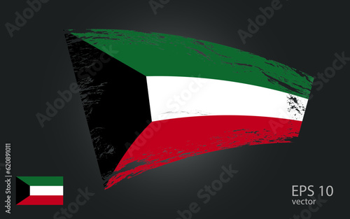 Free Download Vector flag of Kuwait., illustration.
. Brush paint stroke trail view.
 - GFXLoad