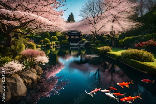 garden at night with reflection wallpaper and background generated by AI