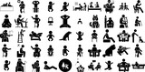 Massive Set Of Sitting Icons Set Flat Design Symbols Man, Business, Sitting, Icon Graphic Isolated On White Background