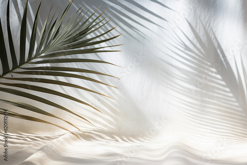 Tropical palm leaves in light gradient, pastel colors. minimal art concept. G...