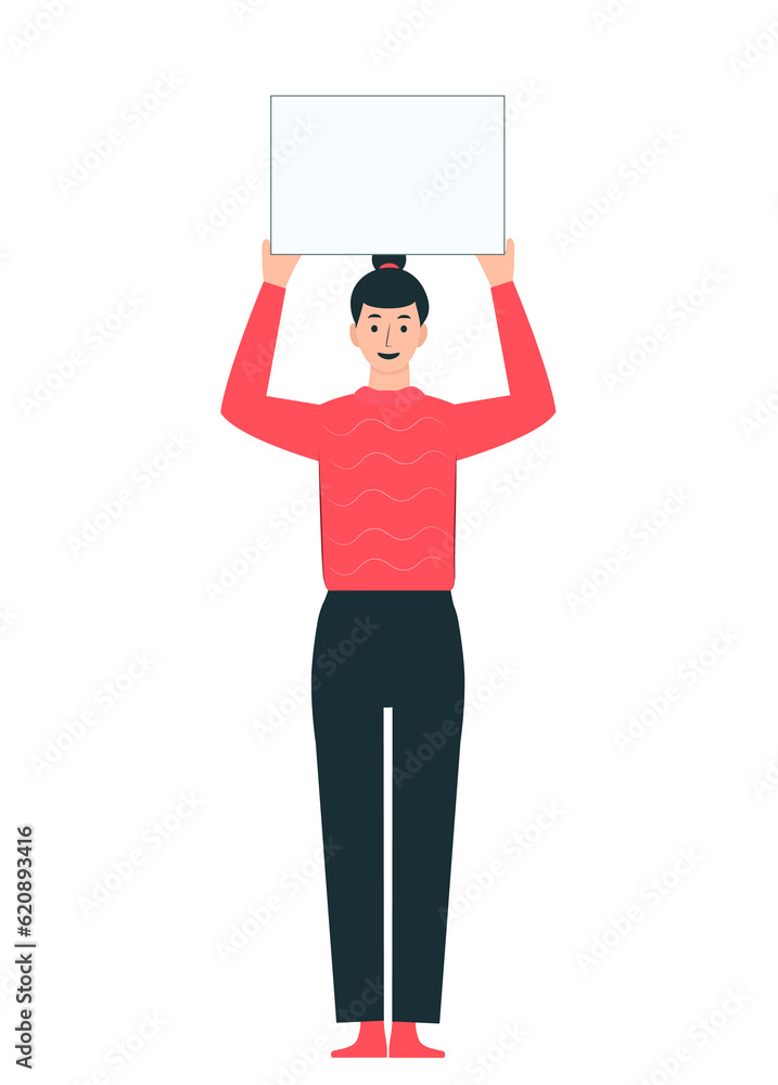 Woman vector holding a white board