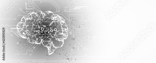 Abstract Artificial intelligence. Cloud computing. Machine learning. Technology web background. Virtual concept