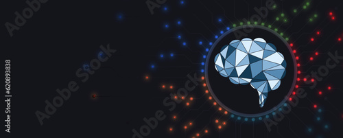 Abstract Artificial intelligence. Cloud computing. Machine learning. Technology web background. Virtual concept