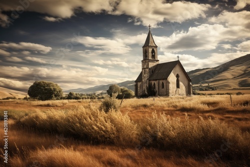 Old church in Tuscany, Italy. Toned image.