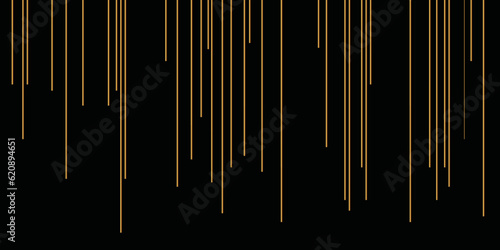 Abstract background with lines. Golden lines on black paper. Line wavy abstract vector background