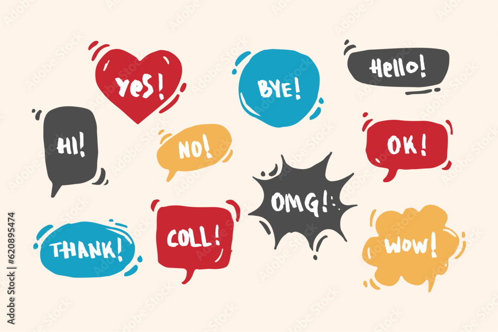 Set of speech bubble in retro style with text