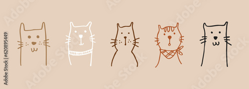 Set of cute cat hand drawn illustration