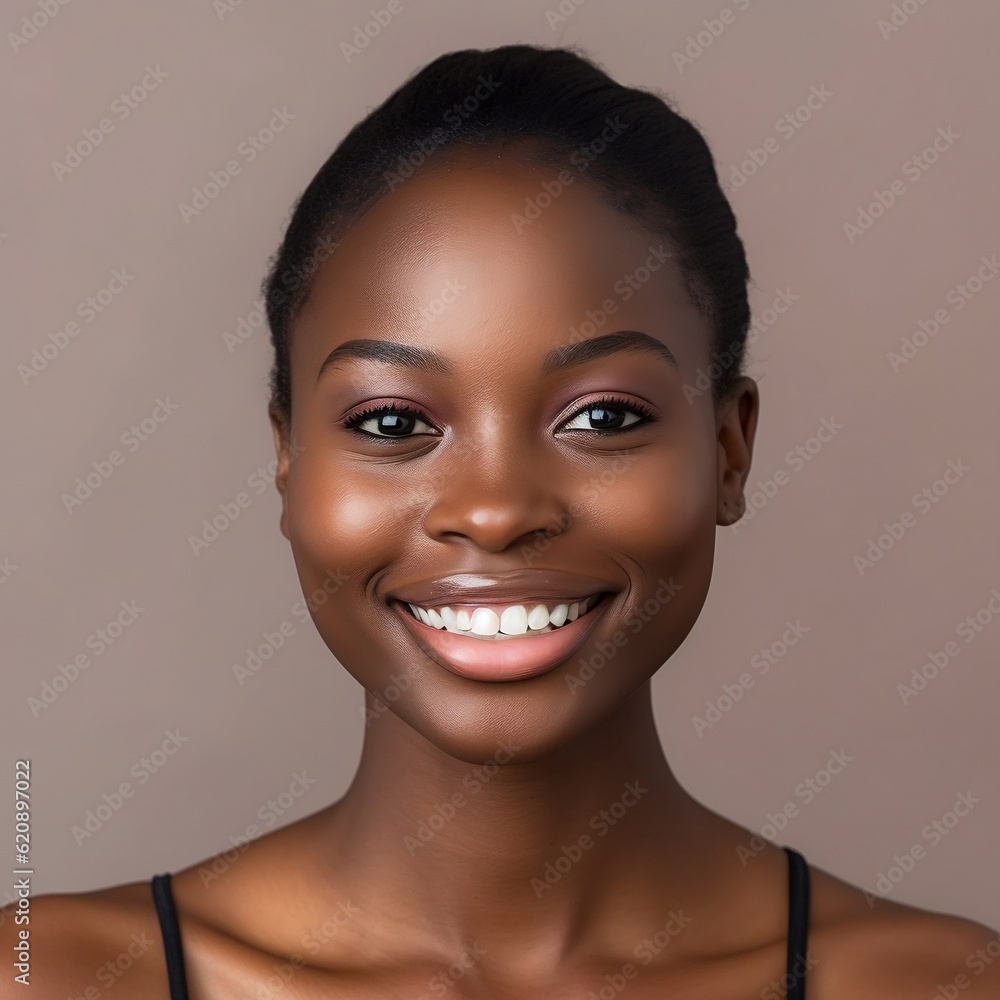 Portrait of a woman with beautiful well-groomed skin. Image generated by AI. Portrait of a woman with beautiful well-groomed skin. Image generated by AI.