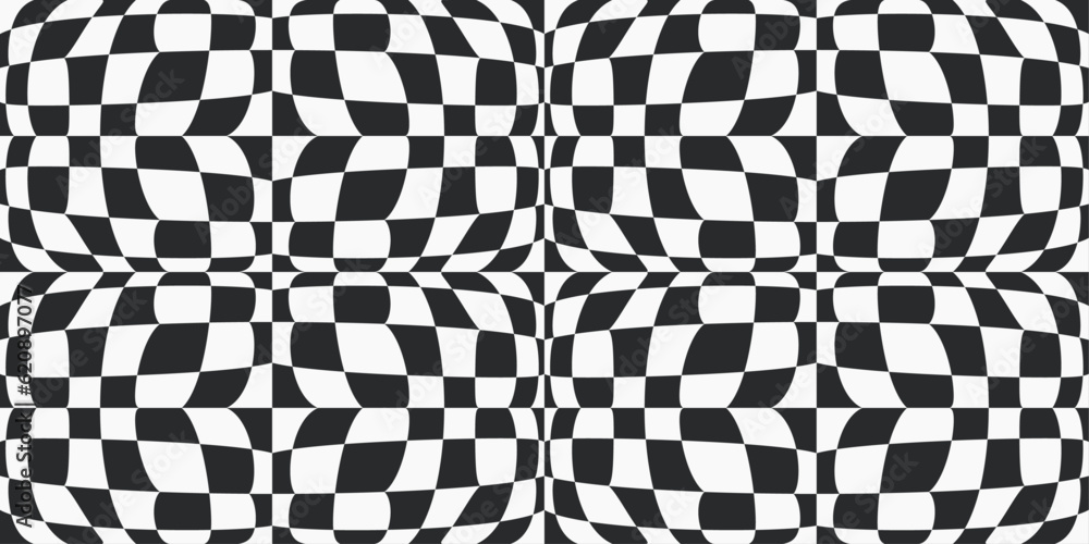 Fototapeta premium Checkerboard convex pattern, seamless and vector. Chess like a racing flag. Can be seamless, endless checkered.
