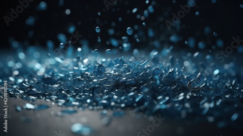 Abstrakter Hintergrund, blau, silber, glitter, Partikel in Bewegung, Generative AI