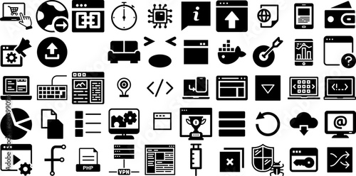 Massive Set Of Web Icons Collection Black Vector Pictograms People, Court, Mark, Silhouette Signs For Apps And Websites