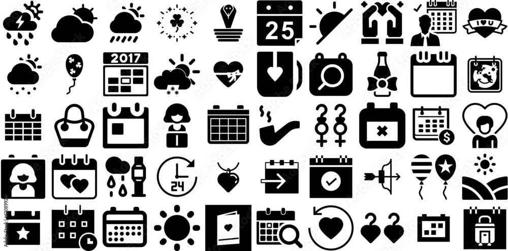 Massive Collection Of Day Icons Pack Hand-Drawn Linear Vector Web Icon ...