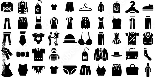 Massive Collection Of Clothing Icons Set Linear Drawing Silhouette Underclothing, Collection, Apparel, Icon Element For Computer And Mobile