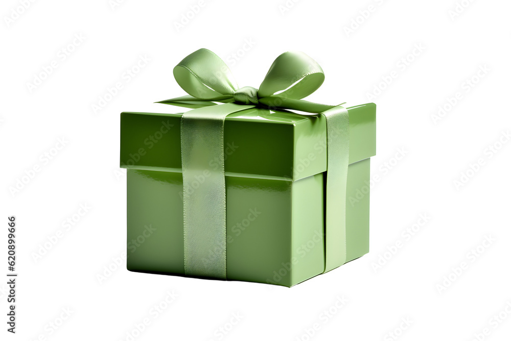 Obraz premium green box with ribbon bow