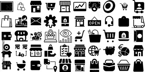 Big Set Of Market Icons Collection Linear Simple Elements Trading  Distribution  Icon  Interface Glyphs For Computer And Mobile