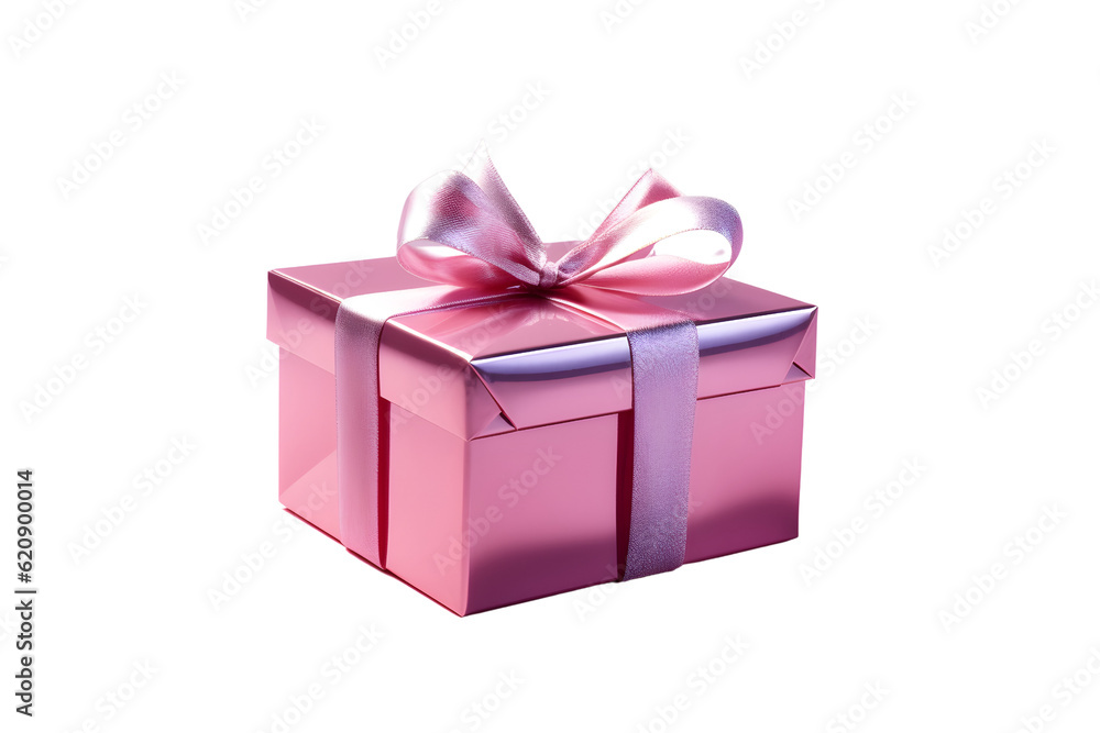 Obraz premium pink gift box with ribbon bow