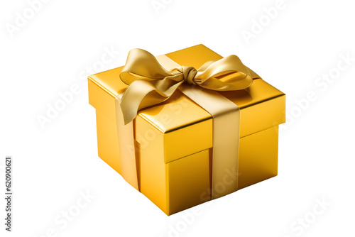 yellow gold gift box with ribbon