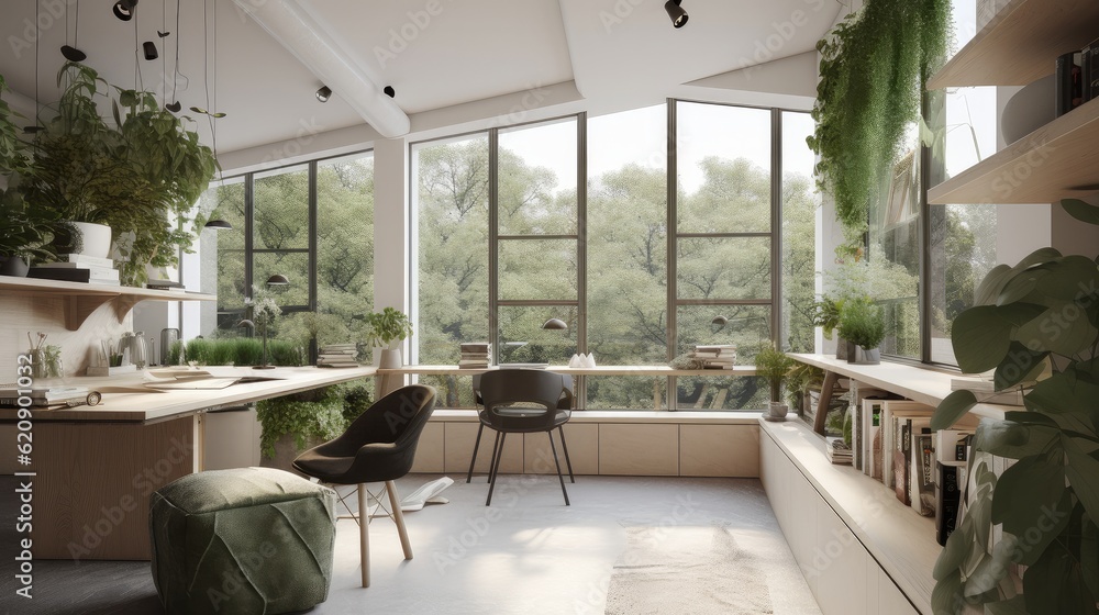 home studio workshop with modern loft design and skylight roof top multi purpose function home design concept, image ai generate home studio workshop with modern loft design and skylight roof top multi purpose function home design concept, image ai generate
