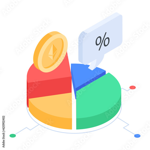 Isometric icon of cryptocurrency comparison 