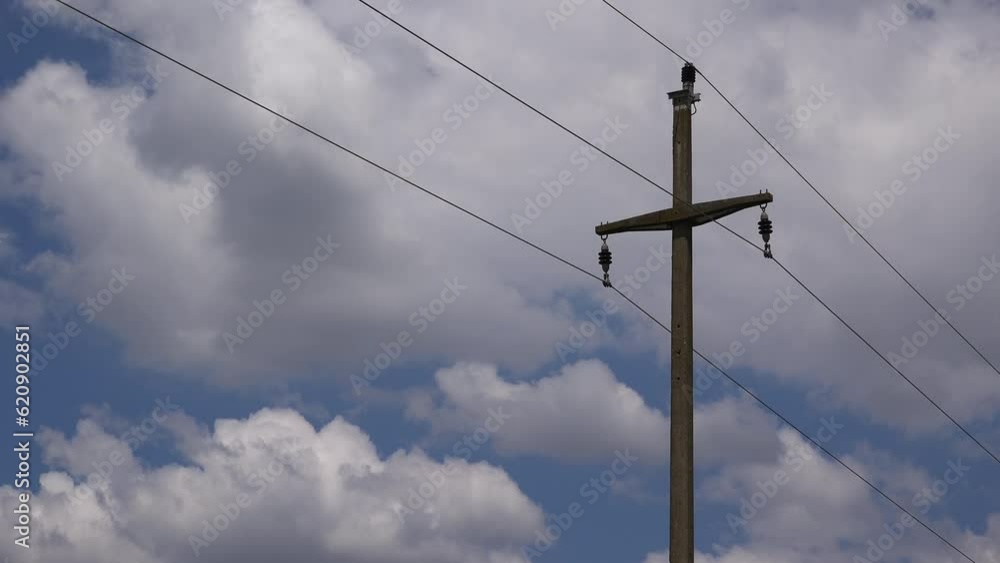 Electrical post with wires and summer sky time lapse Electrical post with wires and summer sky time lapse