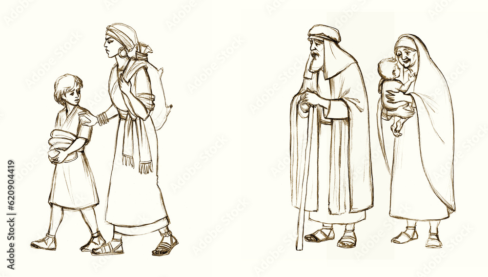 Pencil drawing. Hagar and Ishmael Pencil drawing. Hagar and Ishmael