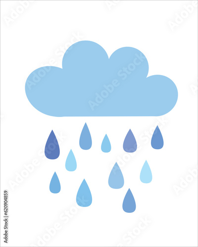 Rain from clouds Pattern, Blue rain and clouds White Backgrounds, Weather Wallpaper Love Cards Vector Stock Vector Illustration.