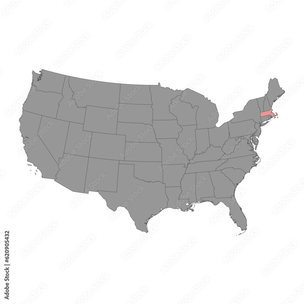 Massachusetts state map. Vector illustration.