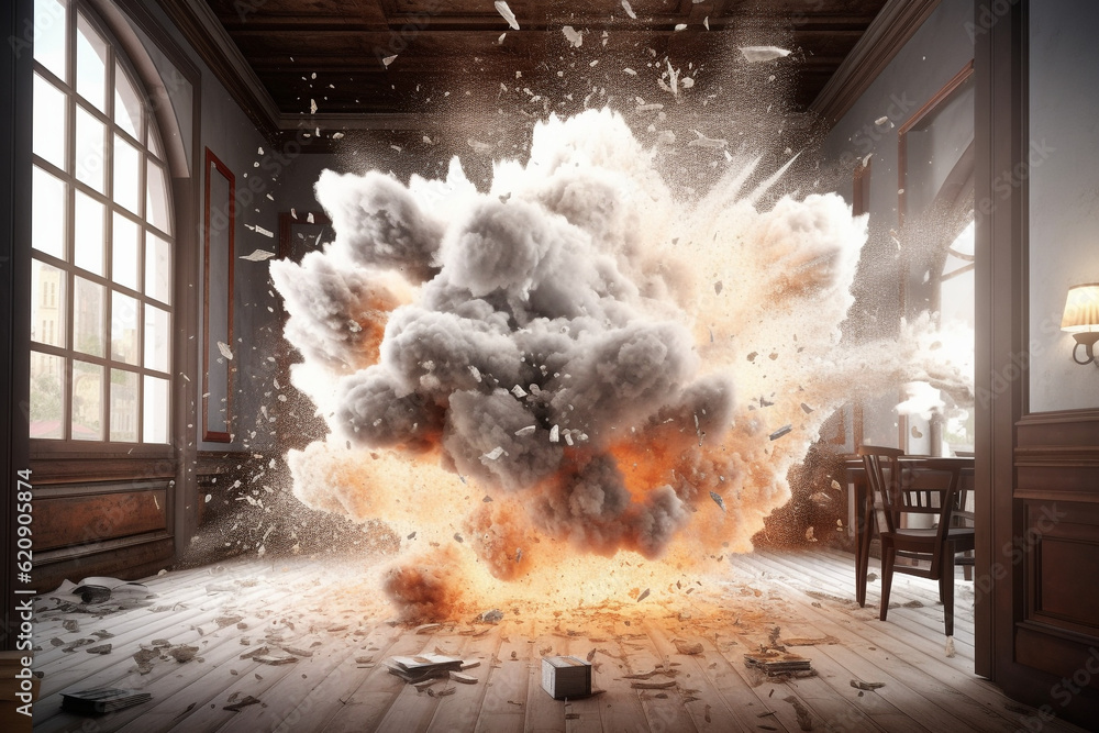 explosion in the room rendering minimal background