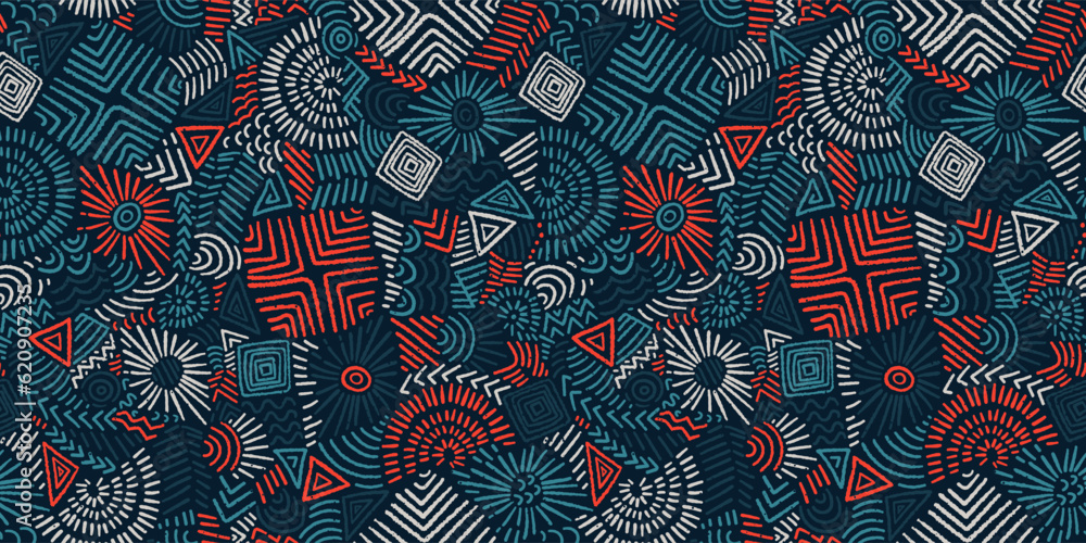 Hand drawn abstract seamless pattern, ethnic background, simple style - great for textiles, banners, wallpapers, wrapping - vector design