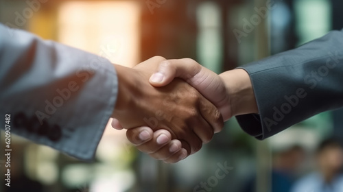 close up hand of businessman handshake