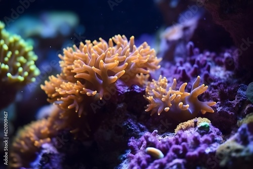Beautiful coral reef, macro, closeup, Generative AI