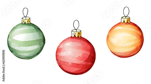 set of christmas balls isolated on white