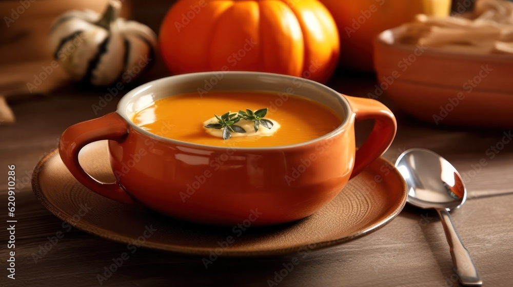 Pumpkin Cream Soup . generative AI Pumpkin Cream Soup . generative AI